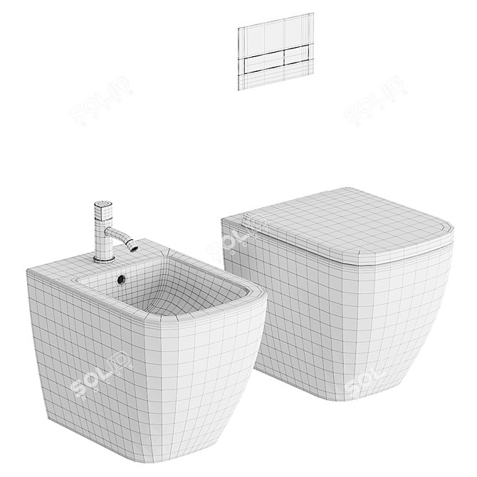 Bianca Floor Mounted Toilet Bidet 3D model image 5