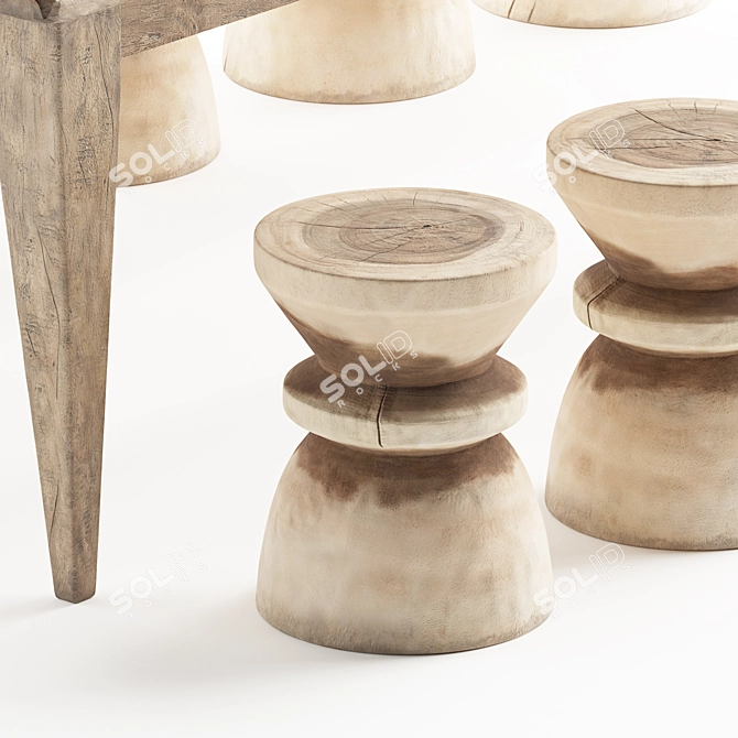 Natural Dining Set Uniqwa Furniture 3D model image 2