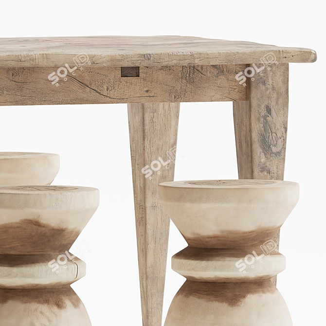 Natural Dining Set Uniqwa Furniture 3D model image 3