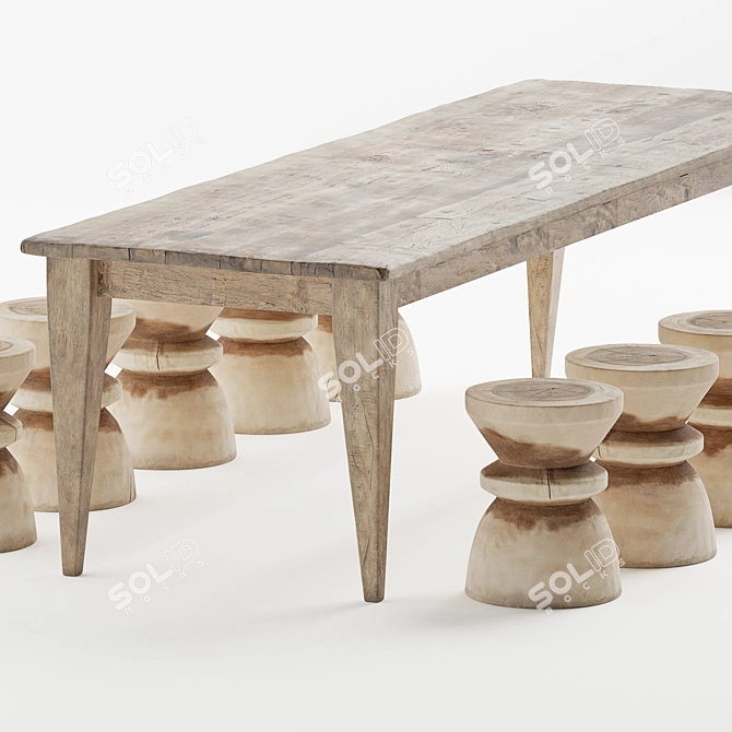 Natural Dining Set Uniqwa Furniture 3D model image 5
