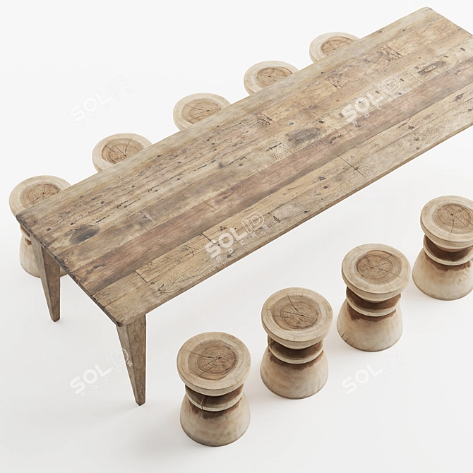 Natural Dining Set Uniqwa Furniture 3D model image 6