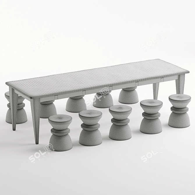 Natural Dining Set Uniqwa Furniture 3D model image 7