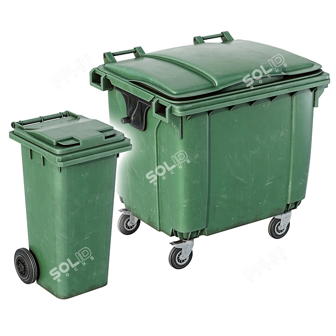 Dual Trash Bins UV Unwrapped 3D model image 1