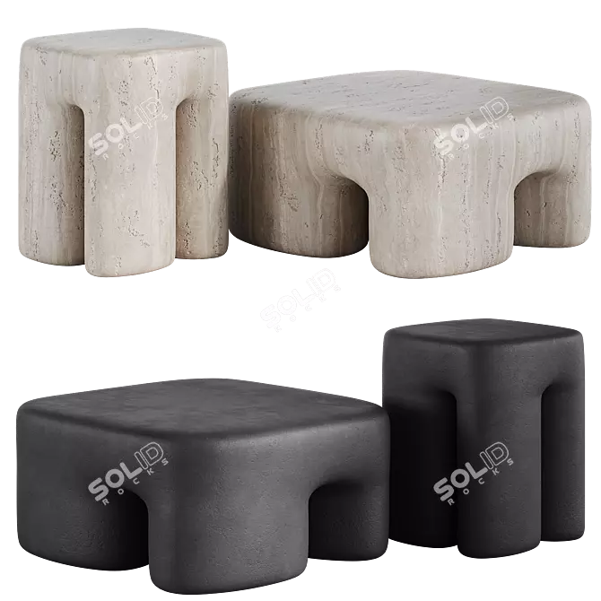 Elephant Collector Coffee Table Set 3D model image 1