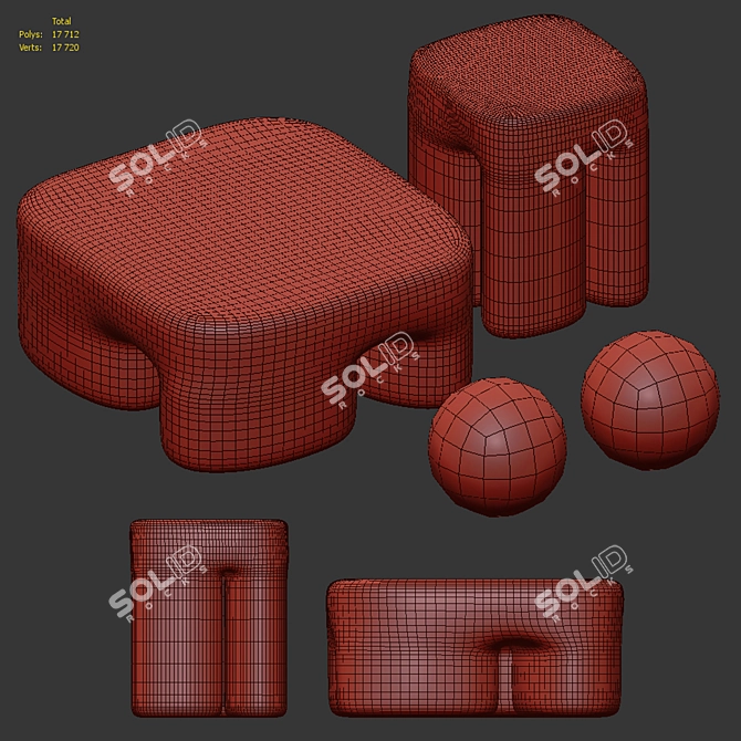 Elephant Collector Coffee Table Set 3D model image 5