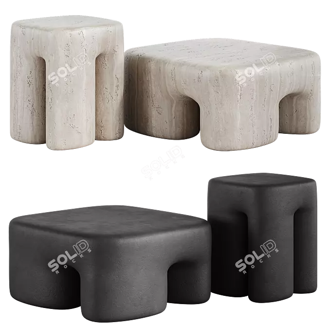 Elephant Collector Coffee Table Set 3D model image 6