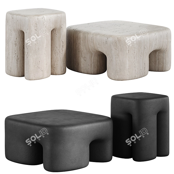 Elephant Collector Coffee Table Set 3D model image 7