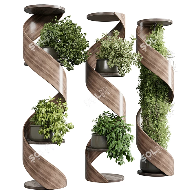 Wooden Frame Vertical Garden Decor 3D model image 2