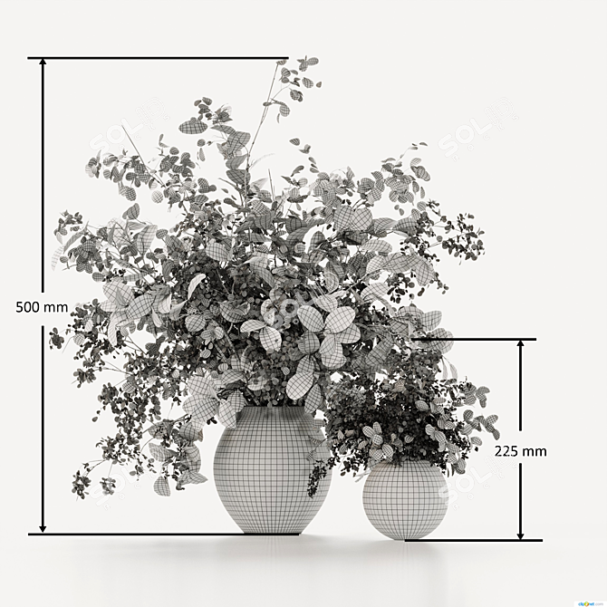 Lush Plant Bouquet Set 3D model image 6