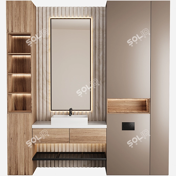 Modern Bathroom Furniture Set 02 3D model image 1