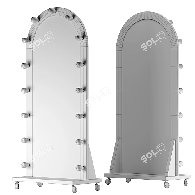 Modern Illuminated Mobile Wardrobe Mirror 3D model image 7