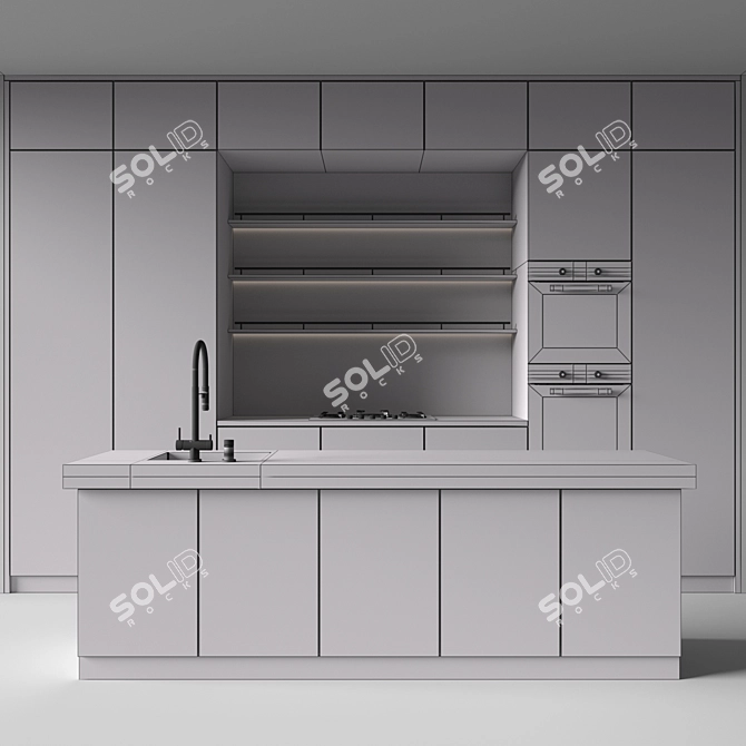 Modern Kitchen 3D Model Set 3D model image 5