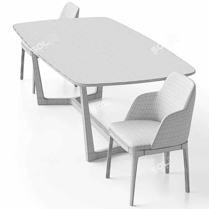 Adjustable Color Stylish Grace Chairs & Concorde Table 3D model image 7