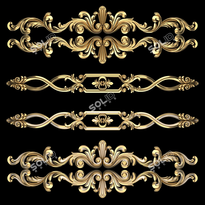 Luxury 3D Ornament with Gold 3D model image 1