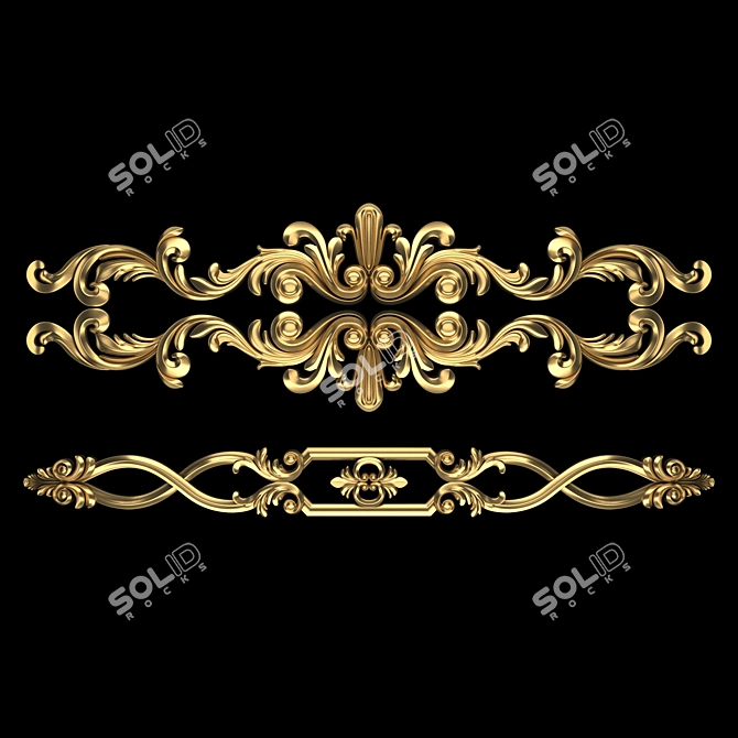 Luxury 3D Ornament with Gold 3D model image 2