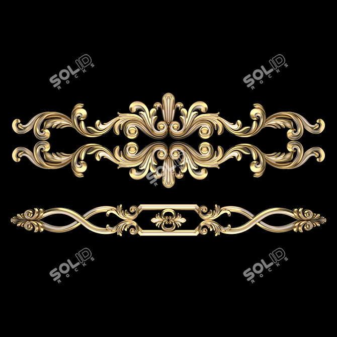 Luxury 3D Ornament with Gold 3D model image 4