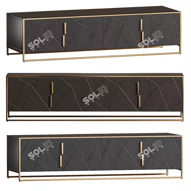 Solid Mango Wood TV Stand 3D model image 1