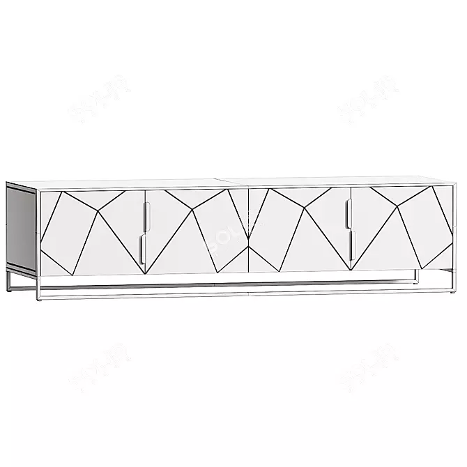 Solid Mango Wood TV Stand 3D model image 2