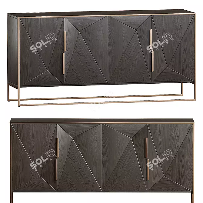 Solid Mango Wood Doors Sideboard 3D model image 1