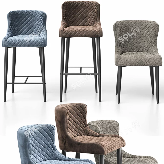 Customizable Trendy Velvet Chairs 3D model image 9