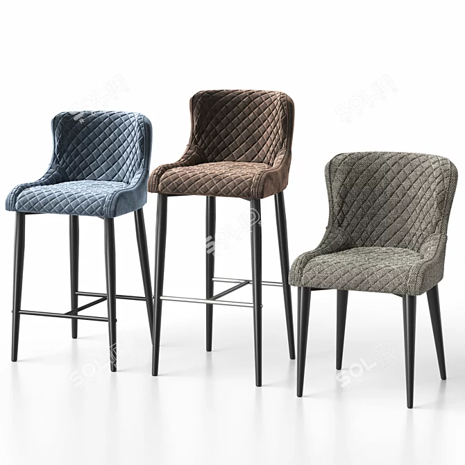 Customizable Trendy Velvet Chairs 3D model image 10