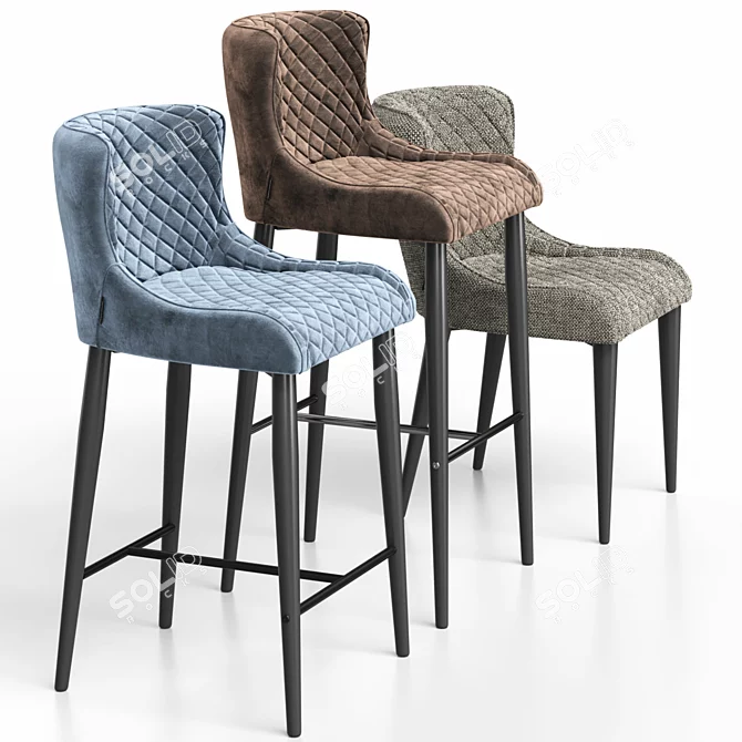 Customizable Trendy Velvet Chairs 3D model image 12