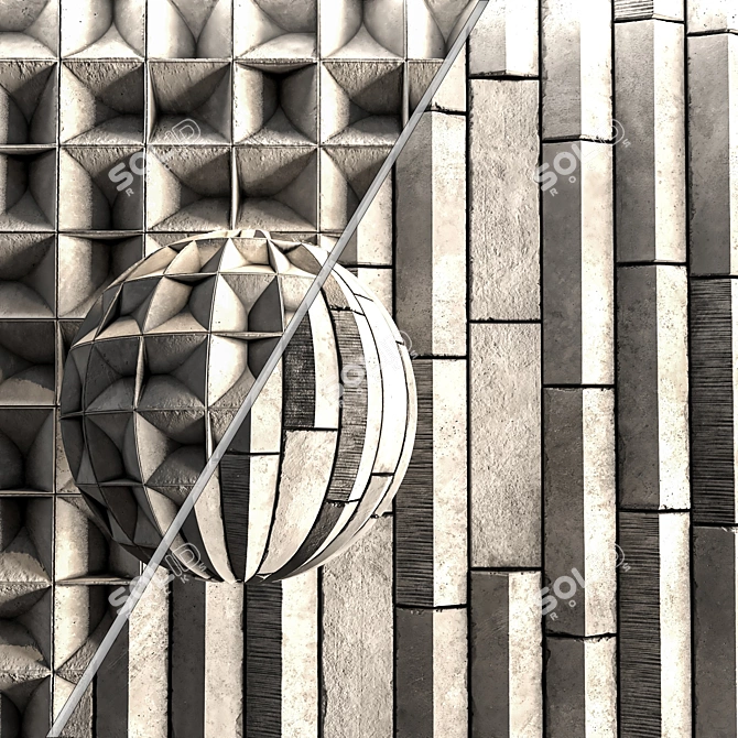 3D Concrete Wall Panel Collection 3D model image 1