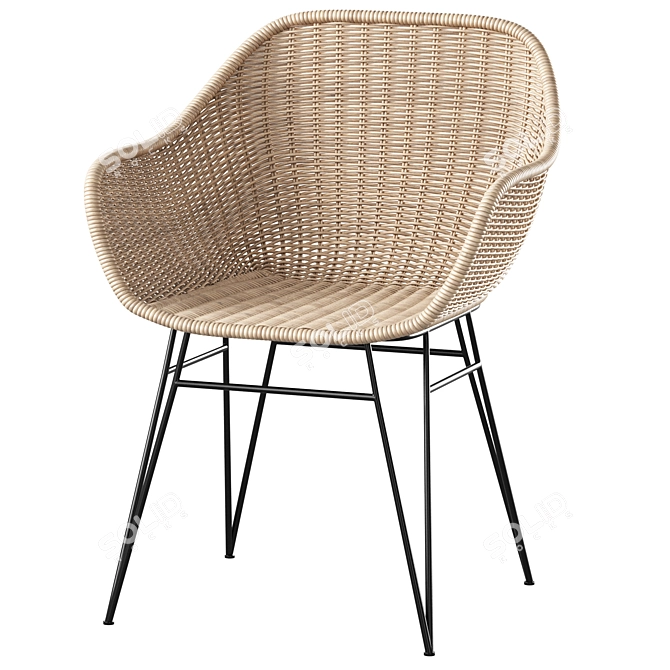 Synthetic Rattan Chart Outdoor Chair 3D model image 1