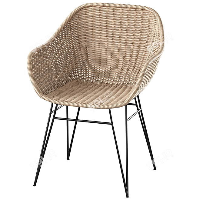 Synthetic Rattan Chart Outdoor Chair 3D model image 4