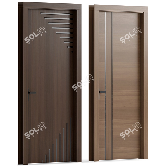 Wood and Metal Interior Doors 3D model image 3