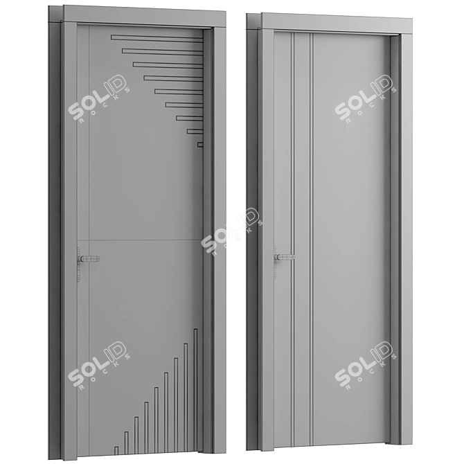 Wood and Metal Interior Doors 3D model image 2