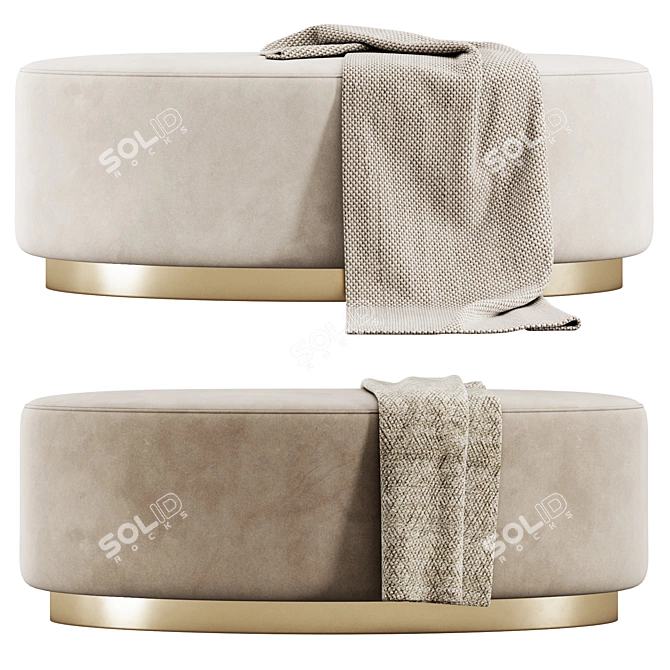 Modern Dove Grey Footstool 3D model image 2