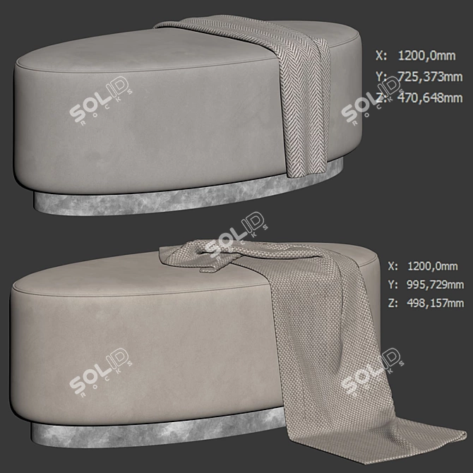 Modern Dove Grey Footstool 3D model image 7