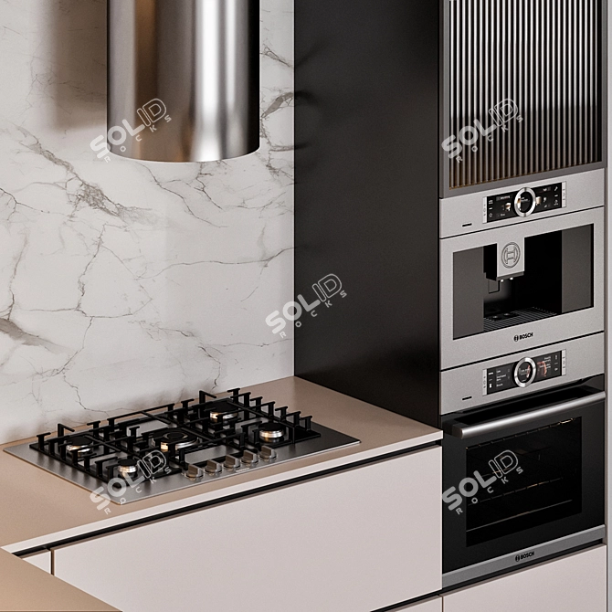 Modern Bosch Appliance Kitchen Set 3D model image 5