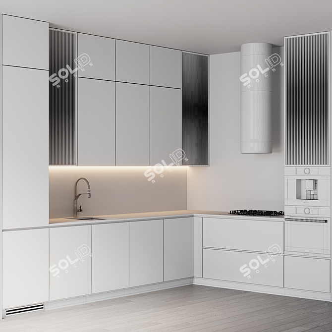 Modern Bosch Appliance Kitchen Set 3D model image 7