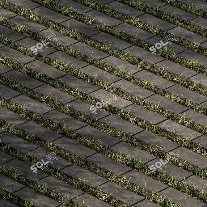 Grass-Embedded Concrete Paver Slab 3D model image 1