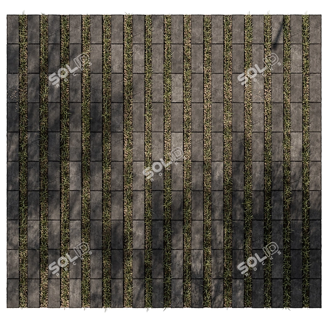 Grass-Embedded Concrete Paver Slab 3D model image 2