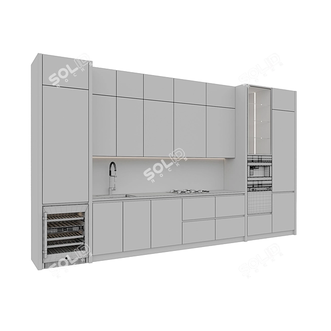 Modern Kitchen Set with Appliances 3D model image 5