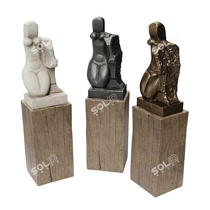 Cubist Woman Metal Sculpture Display 3D model image 1