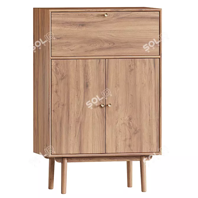 Keira Solid Wood Bar Cabinet - Modern Design 3D model image 1