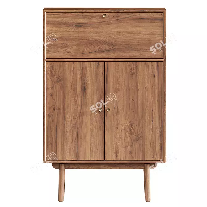 Keira Solid Wood Bar Cabinet - Modern Design 3D model image 2