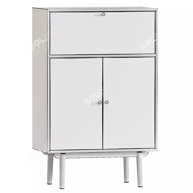 Keira Solid Wood Bar Cabinet - Modern Design 3D model image 3