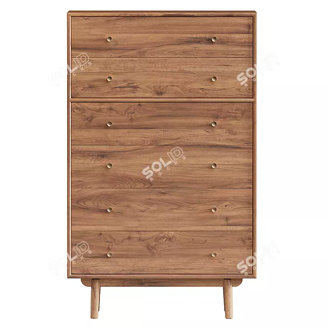 Modern 6-Drawer Wood Dresser 3D model image 2