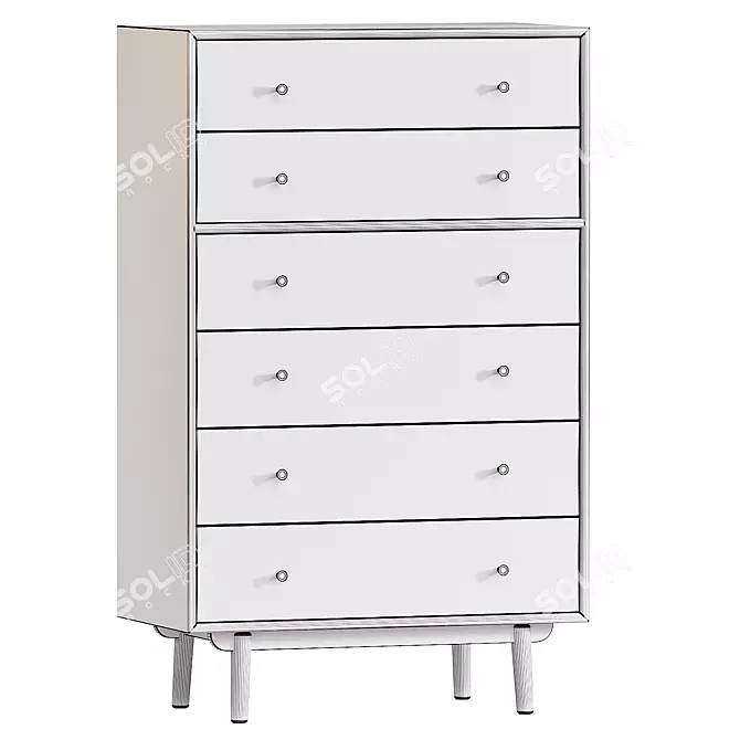 Modern 6-Drawer Wood Dresser 3D model image 3