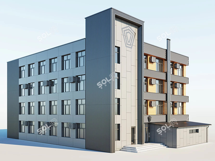 Industrial Building 3D Model Kit 3D model image 1