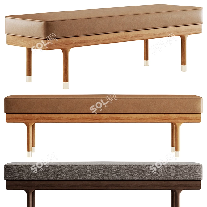 Minimalist Walnut Bench Design 3D model image 3