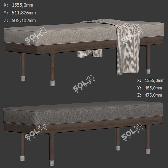 Minimalist Walnut Bench Design 3D model image 6