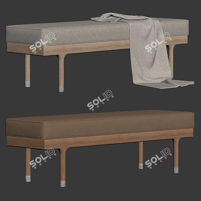 Minimalist Walnut Bench Design 3D model image 7