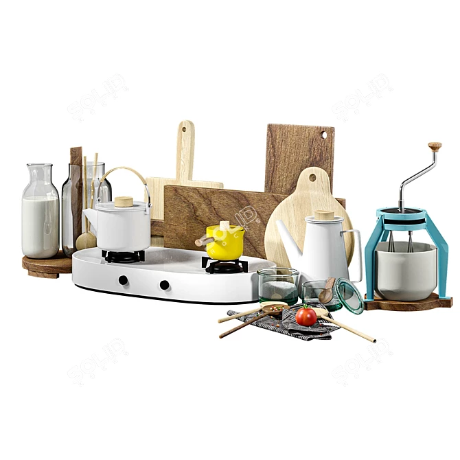 Kitchen Decor Set with Textures 3D model image 1