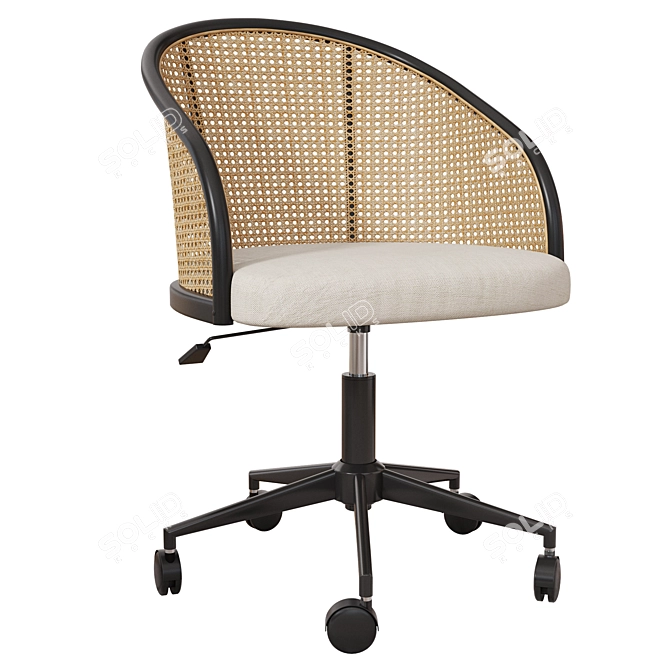 Dagmar Office Chair, Rattan Backrest 3D model image 1